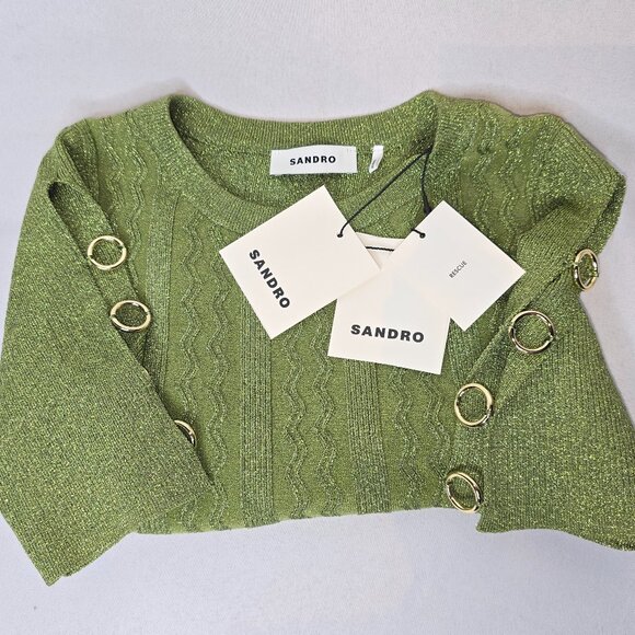 Sandro Manacor Crop top in Kaki Clair Green, NWT - Picture 7 of 9